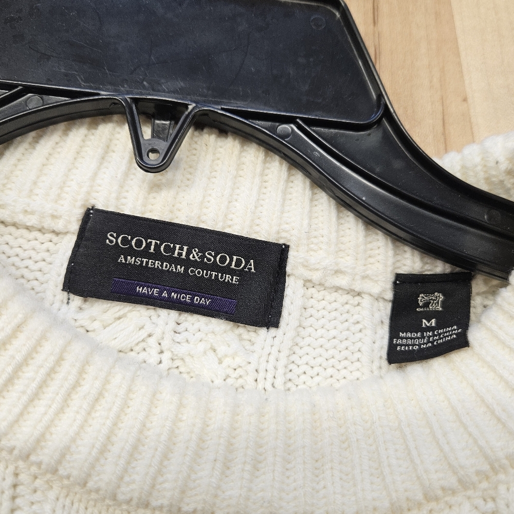 Scotch and Soda White Cable Knit Sweater Medium - Picture 4 of 7